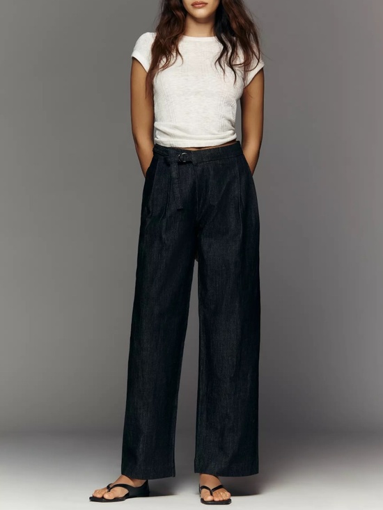 Maeve Pants - Anthropologie Maeve Belted Pleated High-Rise Wide-Leg Jeans nwt